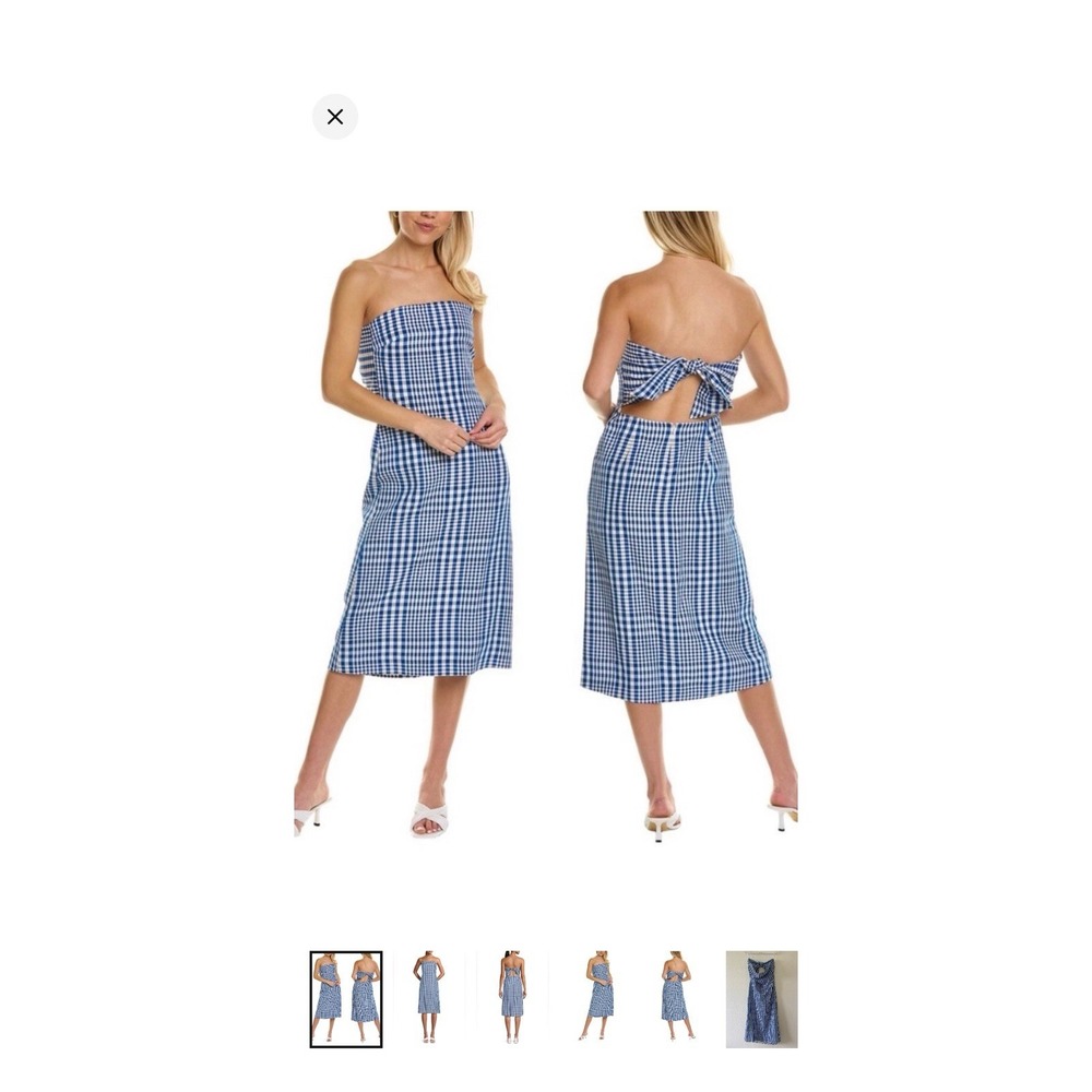 Theory Womens Dillon Phyly Linen Blend Midi Dress Size 0 Lined Wedding Guest